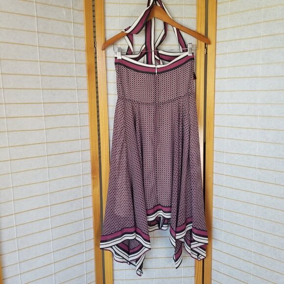 Michael Kors Cocktail Dress Size XS Border-Print Handkerchief Hem Lined - Picture 9 of 12